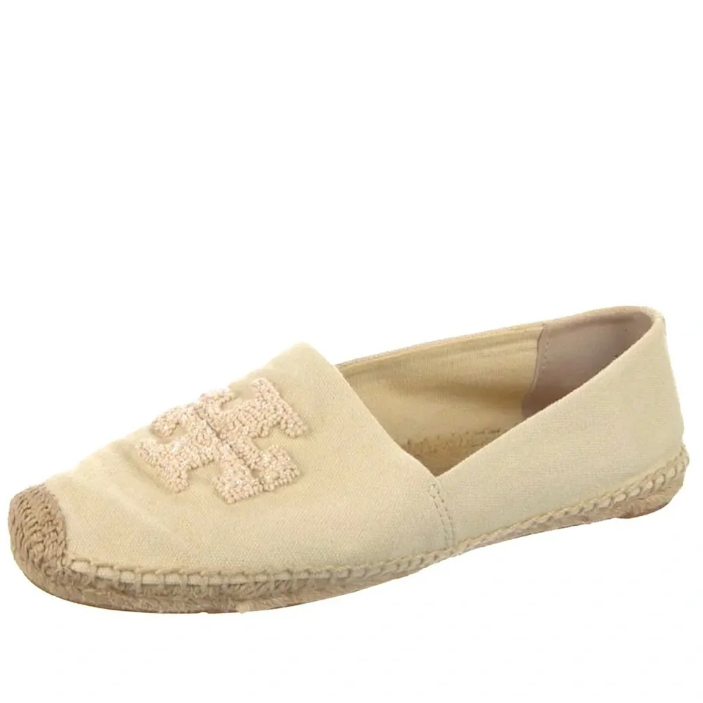 Cream Tory Burch Espadrilles miller flat logo loafers